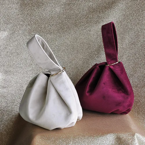 Vista 6 de Bolso de mano de terciopelo con asa superior para mujer, pequeño bolso de mano