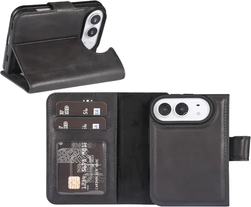 Vista 70 de HARDISTON Funda de piel auténtica hecha a mano compatible con iPhone 11 Pro de 5.8 pulgadas, funda magnética desmontable con tarjeteros - bordes