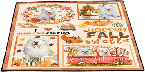 Vista 9 de Doggie of the Day American Eskimo Dogs Floor Mat - 4th of July Independence Day - Best Dog Doormat - Protector Decor - Unique Portrait Art - Premium