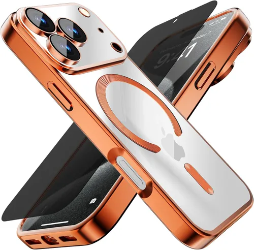 Vista 27 de Misscase Funda MagSafe compatible con iPhone 14 Pro con protector de lente de cámara, protección completa, funda magnética transparente compatible