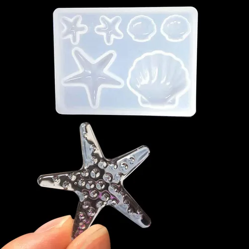Vista 6 de Molde de silicona de concha de estrella de mar de delfín de diamante, para dulces, chocolate, pastel, magdalenas, decoración, arcilla de resina