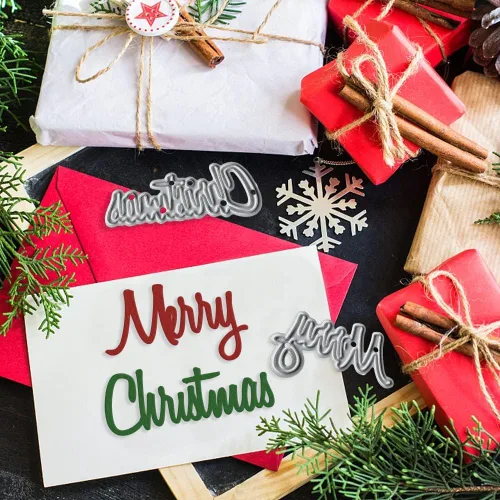 Vista 5 de Hying Troquel de corte de metal con palabras de Año Nuevo para hacer tarjetas y decoraciones de álbumes de fotos, letras de Feliz Navidad