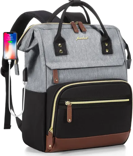 Vista 12 de FOCDOD - Mochila para laptop de mujer, para trabajo - Compatible con laptops de 15.6 pulgadas con compartimento para computadora, impermeable