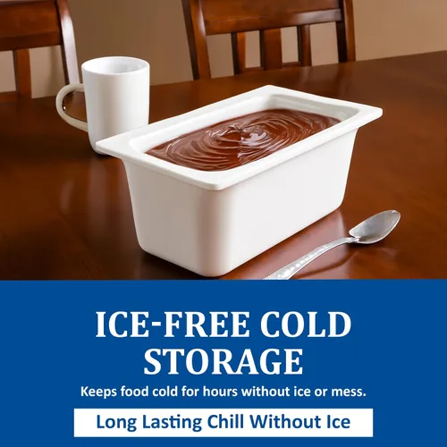 Vista 4 de San Jamar Chill-It - Sartén para alimentos de 1/3 – CI7003WH 6 pulgadas de profundidad aislada comercial con forro de gel congelable, recipiente