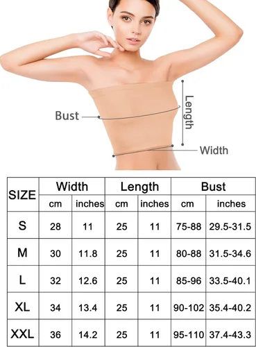 Vista 3 de Paquete de 6 camisetas bandeau para mujer, brasier sin tirantes, sin costuras, básico, casual, elástico, deportivo, para mujeres y niñas