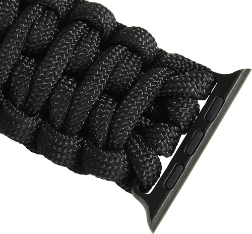 Vista 8 de Savior Survival Gear - Correa de repuesto para Apple Watch de 1.65”/42 mm, hecha de 550 cuerda de paracaídas con grillete ajustable de acero Negro