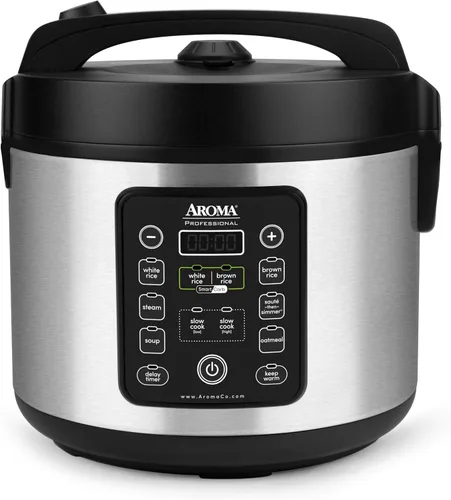 Vista 9 de Aroma Housewares olla arrocera digital de 20 tazas (cocidas) (10 tazas sin cocer), olla de cocción lenta, vaporera de alimentos, exterior de acero