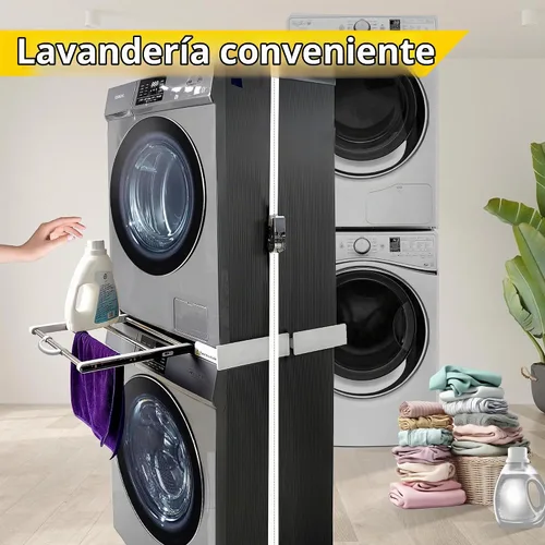 Vista 7 de Kit de apilamiento MaxWorks para lavadora y secadora, kit de apilamiento universal para lavadora y secadora con estantes extraíbles