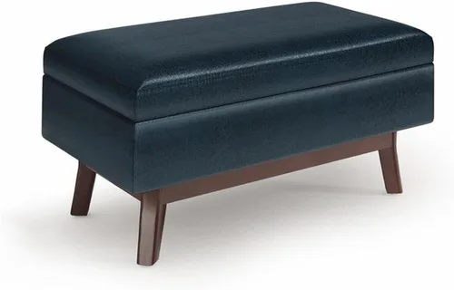 Vista 31 de SIMPLIHOME Owen Mesa de Centro Rectangular Moderna de Mediados de Siglo de 34 pulgadas de Ancho con Otomana de Almacenamiento en Tela de Poliéster