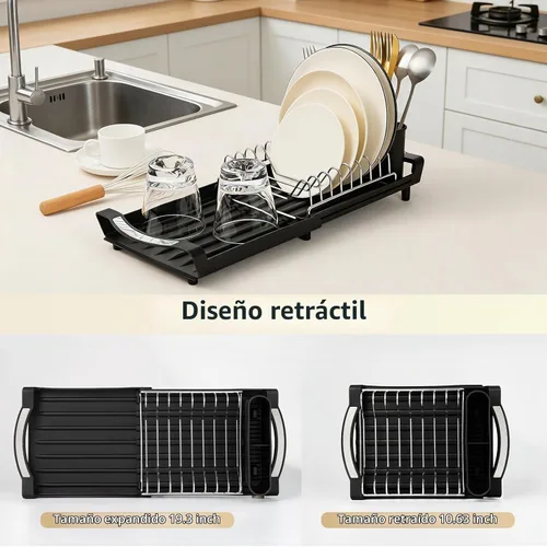 Vista 3 de Escurridor extensible de acero inoxidable, sobre fregadero o encimera