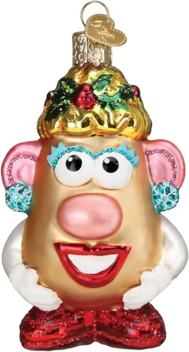 Vista 6 de Old World Christmas Mr. Potato Head - Adorno soplado de cristal para árbol de Navidad, decoración navideña hecha a mano, juguete para niños