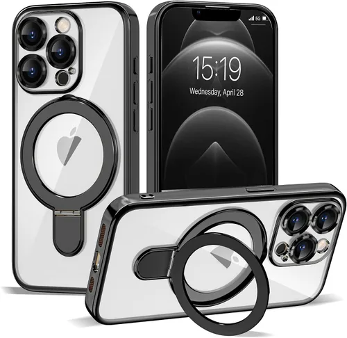 Vista 165 de Funda compatible con iPhone 12 con soporte de anillo magnético invisible [compatible con Mag-Safe] [Protector completo de lente de cámara] Funda