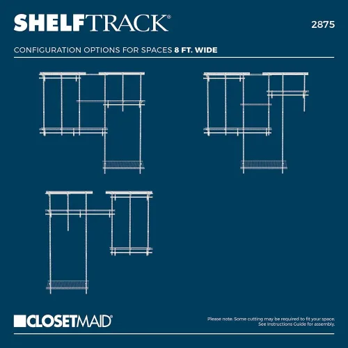 Vista 7 de ClosetMaid ShelfTrack - Sistema organizador de alambre para armario, ajustable de 5 a 8 pies, con estantes, barras de ropa, estante para zapatos