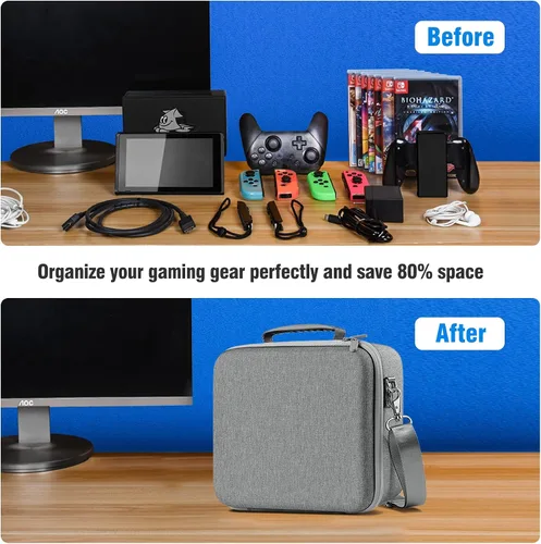 Vista 8 de NinjaPlusOX Funda de transporte para Nintendo SwitchSwitch OLED modelo 2021, carcasa rígida protectora portátil para interruptor de transporte