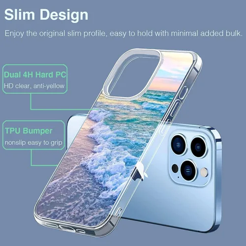 Vista 3 de Compatible con iPhone 11, funda estética Beach Wave Sunset Glow transparente, TPU suave, protección de cuerpo completo, regalo para mujeres y hombres