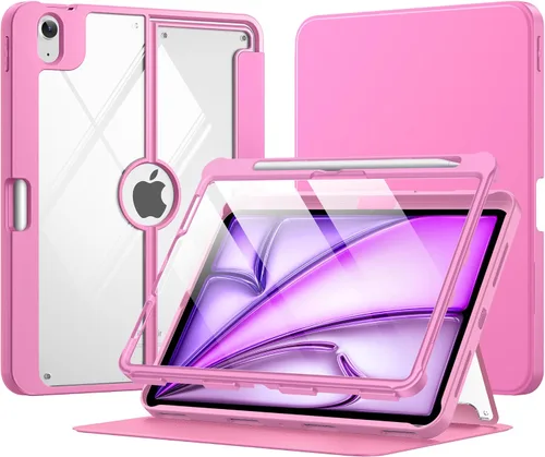 Vista 10 de MoKo Funda para iPad Air de 11 pulgadas 7ª/6ª generación M3/M2 2025/2024, iPad Air 5ª/4ª generación de 10.9 pulgadas 2022/2020 con soporte