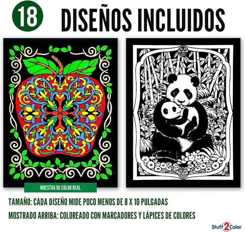 Vista 2 de Paquete de 18 pósteres de terciopelo mullido para colorear (edición creativa), ideal para tiempo familiar, artes y manualidades, viajes, aulas
