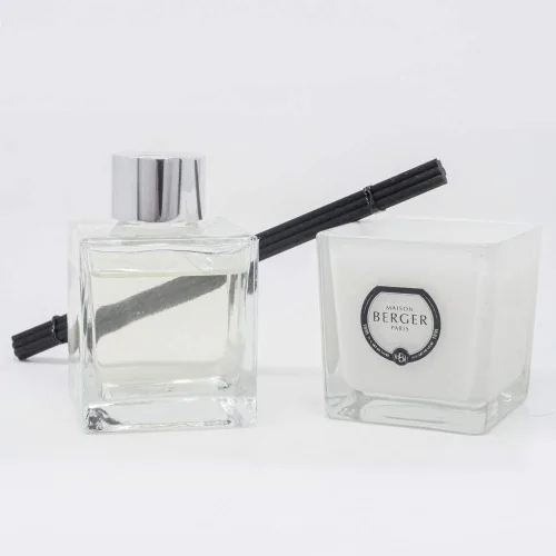 Vista 2 de MAISON BERGER Pack Collection Etincelle - Mini ramo de 2.7 fl oz / 2.7 onzas líquidas y mini vela de 2.82 oz - Vidrio lacado gris - Fragancia
