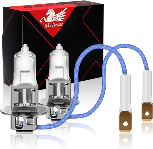 Vista 11 de WinPower Bombilla halógena H1 para faros delanteros, luz blanca cálida súper brillante de 55 W 4300 K, luz antiniebla de haz alto y bajo, lámpara