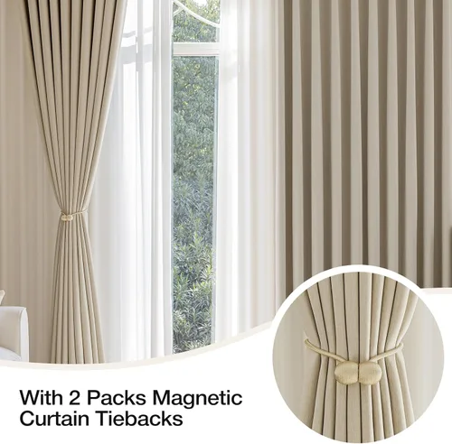 Vista 6 de Anmao Cortinas opacas gruesas con textura pesada para sala de estar de 84 pulgadas de largo, juego de 2 paneles con ojales para oscurecer