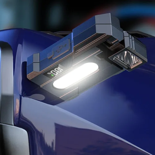 Vista 6 de Mini linterna de 1200 lúmenes, súper brillante, 3 modos, mini linternas planas de bolsillo LED, recargable, portátil, ABS, pequeña luz LED doble
