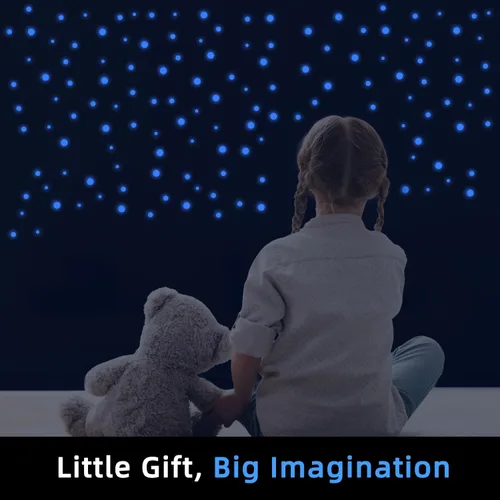 Vista 7 de DUOFIRE Pegatinas 3D que brillan en la oscuridad para techo y pared, color Azul