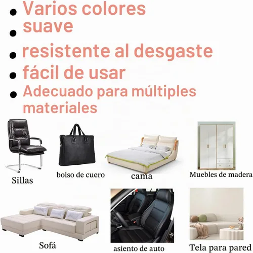 Vista 4 de 8 parches de reparación de cuero autoadhesivos para sofás, muebles, asientos de automóvil, impermeables y resistentes al desgaste (negro)