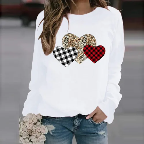 Vista 57 de Sudadera de manga larga con estampado de leopardo y corazón para mujer, para el día de San Valentín, sin botones, para niñas, regalos
