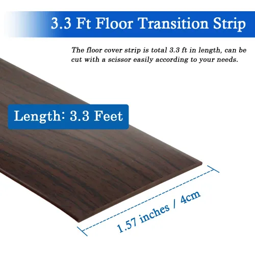 Vista 6 de Tira de transición de suelo, tiras autoadhesivas para suelos laminados, tira divisora plana de vinilo, diseño elegante de grano de madera