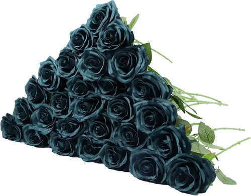 Vista 19 de LVEFIT 12 rosas artificiales de seda con tallo largo para bodas, despedidas de soltera, fiestas, decoración del hogar Blush