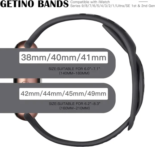 Vista 4 de Getino Compatible con Apple Watch Band de 1.575 pulgadas, 1.496 pulgadas, 1.614 pulgadas, 1.654 pulgadas, 1.732 pulgadas, 1.772 pulgadas, 1.772