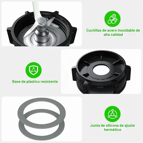 Vista 2 de Piezas de repuesto para cuchilla de licuadora Oster compatibles con licuadora Oster con tapa base de tarro de plástico ABS y 2 juntas de sello