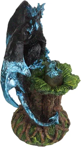 Vista 3 de Ebros Blue Midnight Dragon Mother Guarding Huevo translúcido con luz nocturna LED, figura como Calabozos y Dragones, decoración de fantasía
