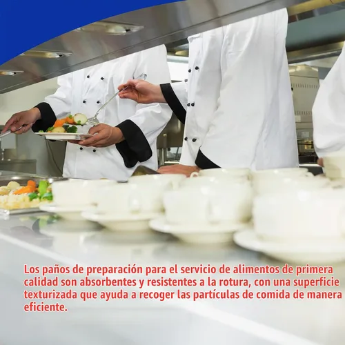 Vista 7 de WypAll CriticalClean Paños de limpieza de alto rendimiento para servicio de alimentos (05927), Toallas plegadas en cuartos, azul