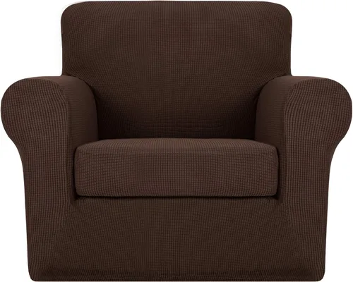 Vista 38 de MAXIJIN Fundas para sillas de 2 piezas con brazos, súper elásticas, para sala de estar, perros, a prueba de mascotas, protector de sofá ajustable