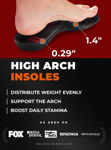Vista 3 de 2 pares de plantillas para fascitis plantar de más de 220 libras para hombres y mujeres, soporte de arco alto resistente, inserciones ortopédicas