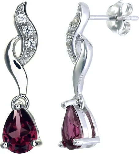 Vista 2 de Aretes de plata esterlina y piedras semipreciosas, plata de ley, E19059RHD