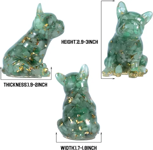 Vista 2 de SUNYIK Estatua de bulldog francés de piedra de cristal de resina, piedra curativa de reiki, figuras de animales, decoración para el hogar, oficina