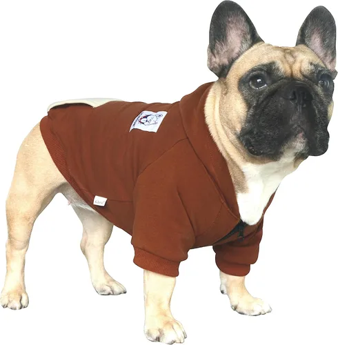 Vista 10 de 2pcs French Bulldog Pug Zipper Hoodies Clothes Black Grey - Medium Zipped Sweatshirts Cold Winter Coats Sweaters for Frenchie Boston Terrier Puppy