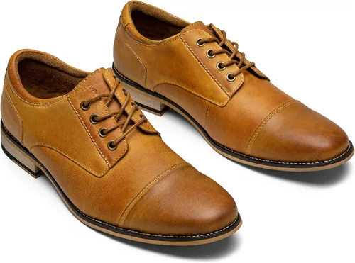 Vista 5 de Jousen Zapatos de vestir para hombre, zapatos Oxford de cuero formales, zapatos clásicos de negocios Derby