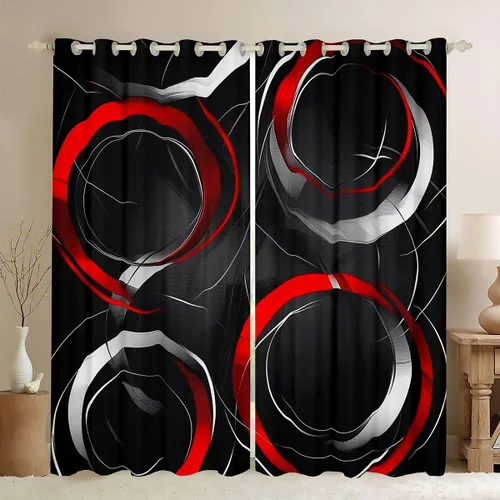 Vista 31 de Feelyou Cortinas de videojuegos negro y gris para niños, dormitorio, música, audífonos, notas, cortinas de ventana, para niños, adolescentes