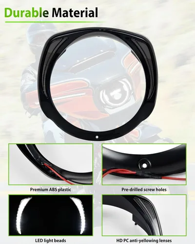 Vista 4 de Faros aro bisel anillo w/DRL para Street Glide Ultra Limited 14-23