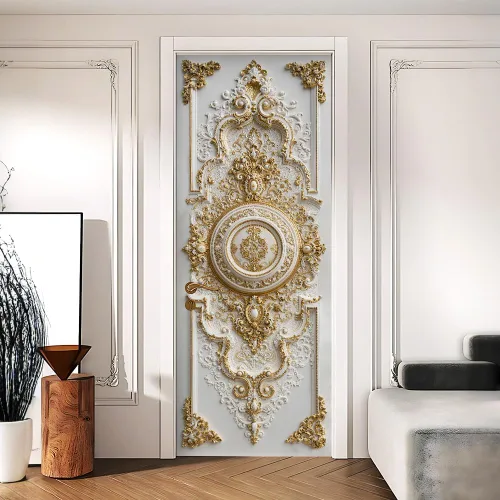 Vista 28 de Enchanted Secret - Mural para puerta de jardín, despegar y pegar, cubiertas decorativas de puerta de arco floral talladas vintage, adhesivo