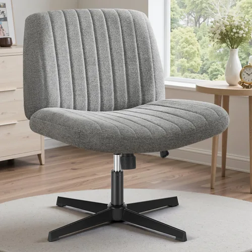 Vista 17 de DUMOS Criss Cross Chair, Cross Legged Vanity Chair, Home Office Beige
