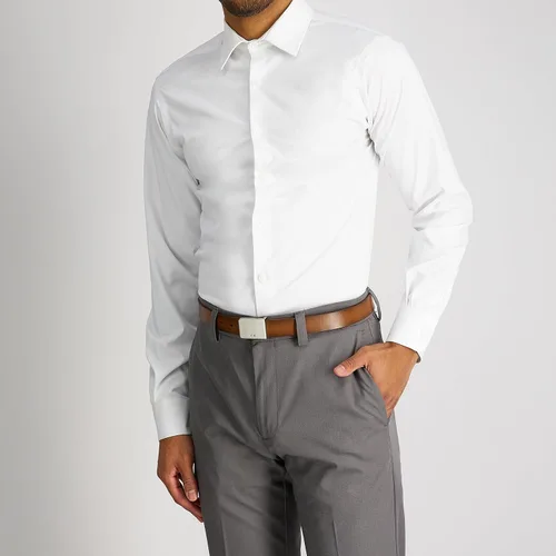 Vista 5 de Calvin Klein Cinturón con hebilla de placa moderna y detalle de logotipo para pantalones de vestir, para hombre