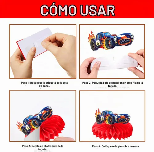 Vista 3 de 9 piezas de centros de mesa de nido de abeja de carreras con temática de cumpleaños, centro de mesa de superauto, decoración de mesa, regalos
