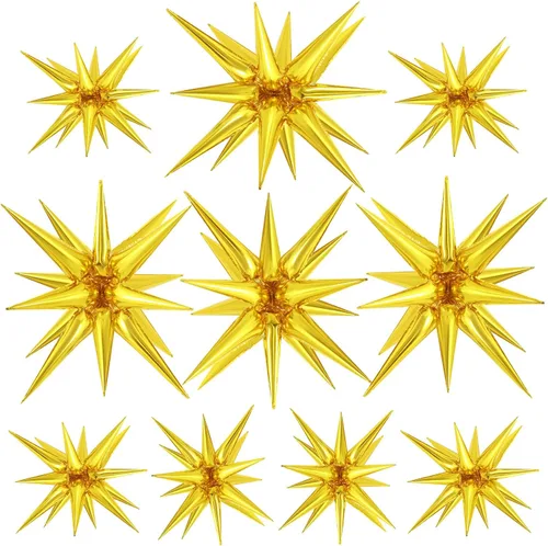 Vista 14 de 10 unidades de globos de estrella roja explosión globos de estrella fulgurante globos de cono de papel de aluminio mágicos para decoraciones