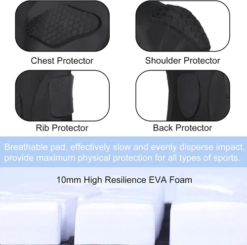 Vista 5 de Protector de costilla de fútbol Protector de pecho acolchado para béisbol fútbol baloncesto
