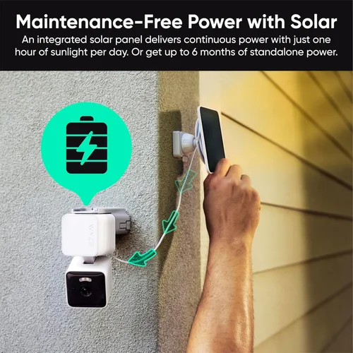 Vista 4 de WYZE Cámara solar Pan, cámaras de seguridad 2K inalámbricas al aire libre