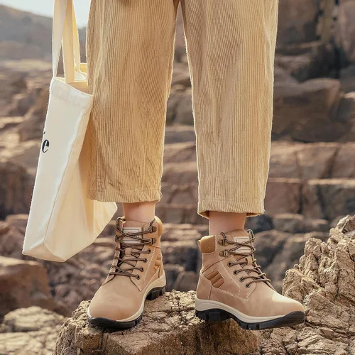 Vista 6 de VISCOZZY Botas de senderismo casuales con cordones para mujer